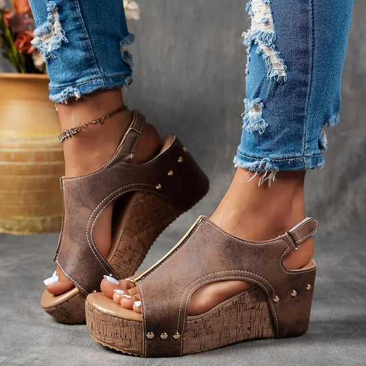 Women's Soft Synthetic Open-Toe Wedge Slides Corvine