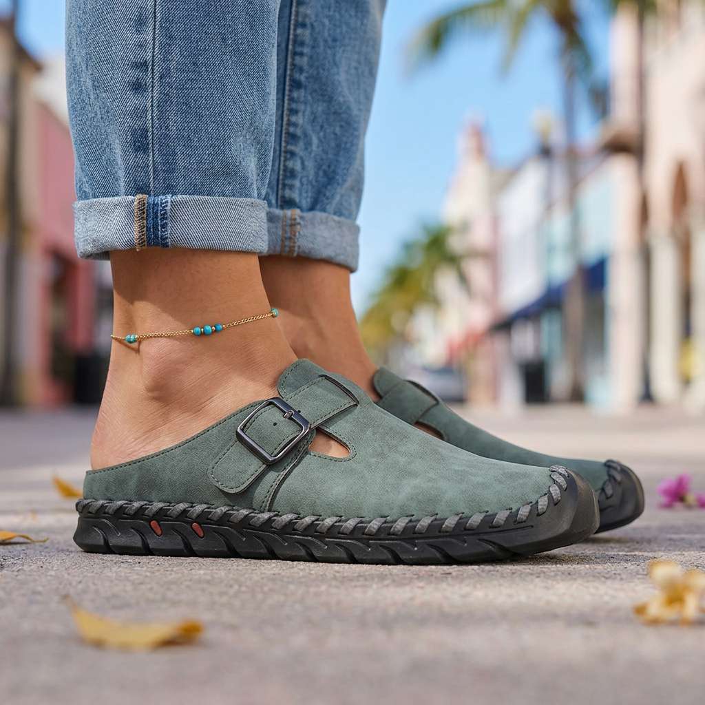 Women's Soft Textured Buckle Clogs Corvine