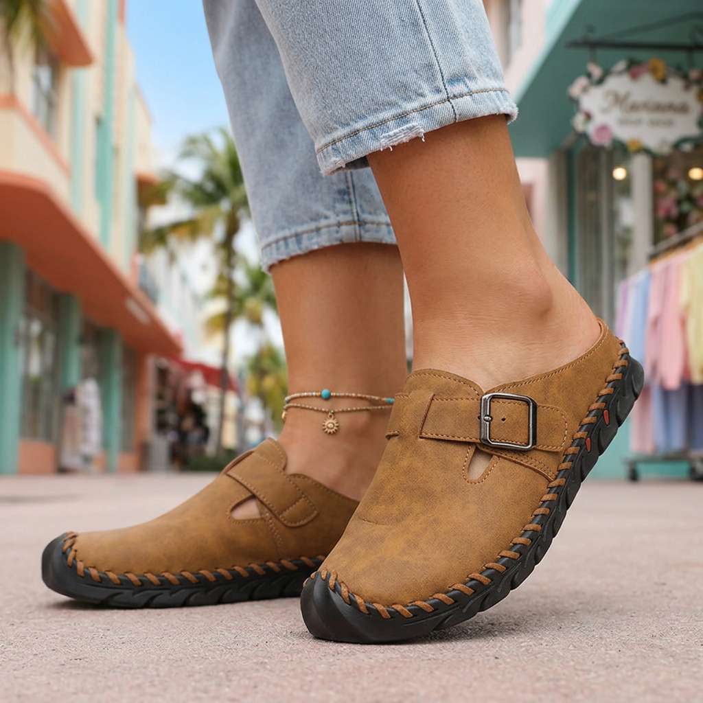 Women's Soft Textured Buckle Clogs Corvine