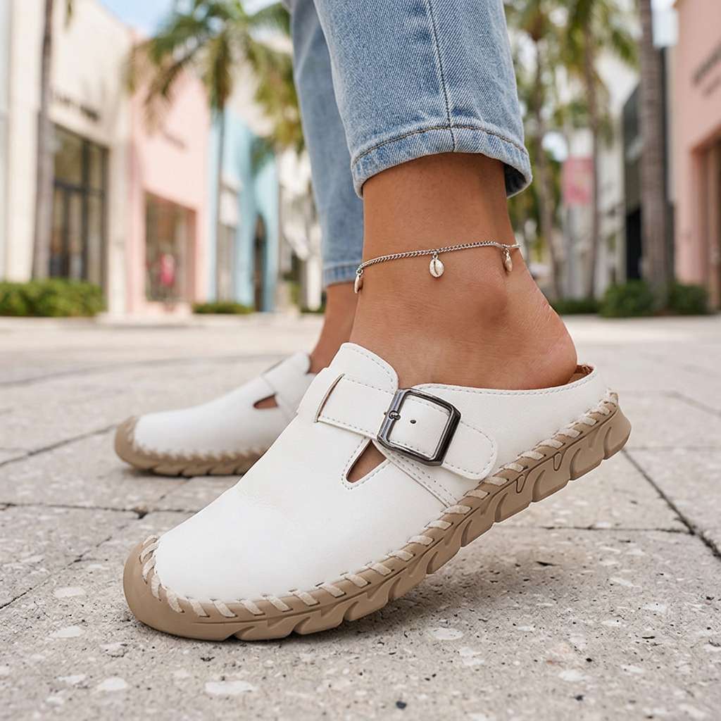 Women's Soft Textured Buckle Clogs Corvine