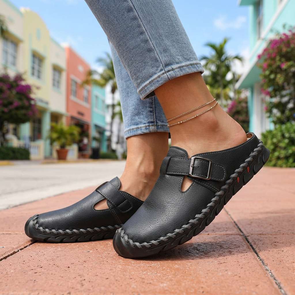 Women's Soft Textured Buckle Clogs Corvine