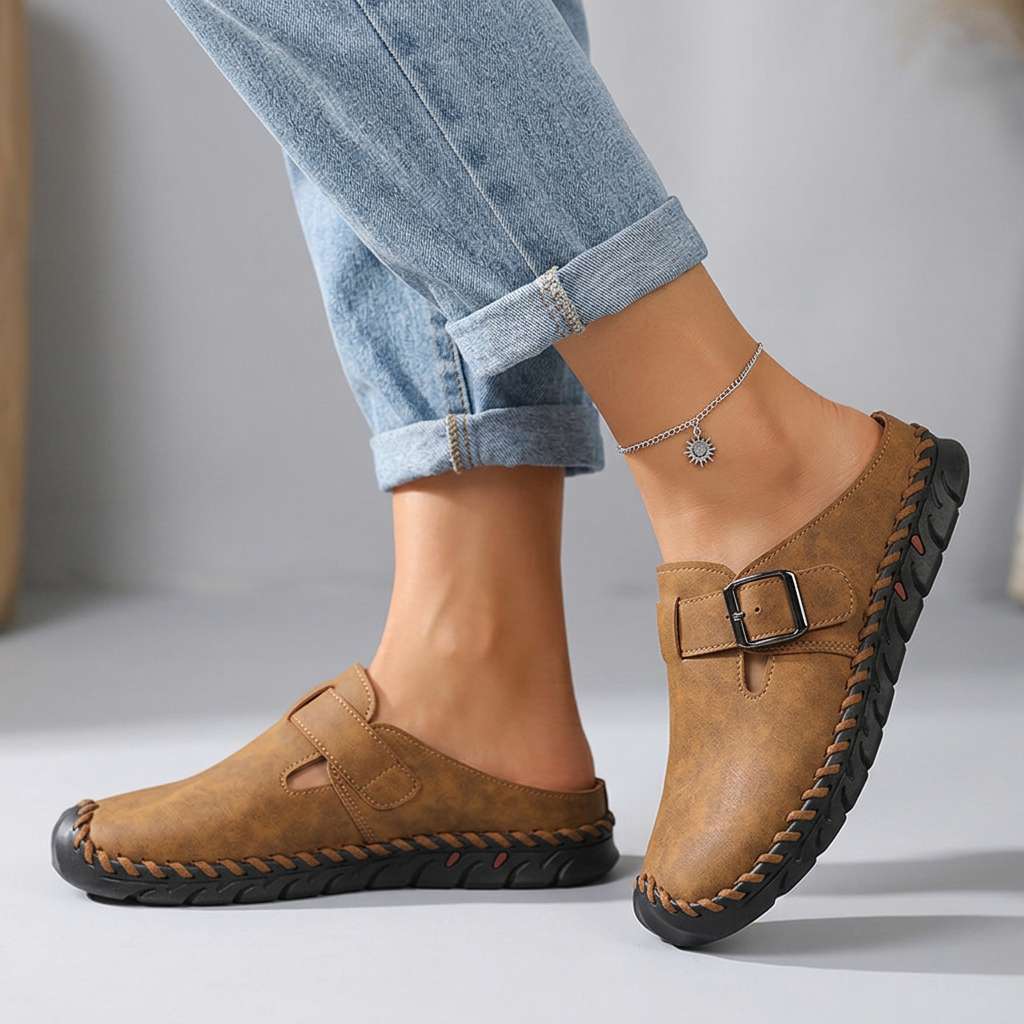 Women's Soft Textured Buckle Clogs Corvine