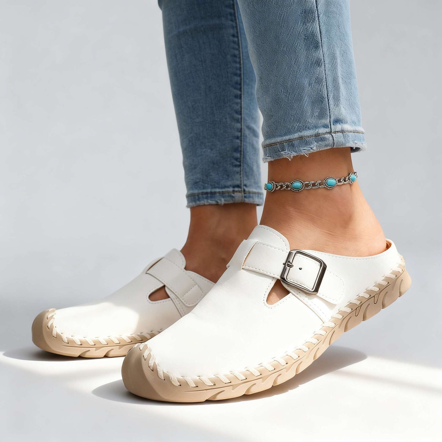 Women's Soft Textured Buckle Clogs Corvine