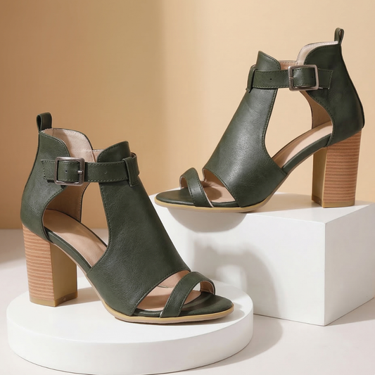 Women's Soft Upper Open Toe Block Heel Sandals Corvine