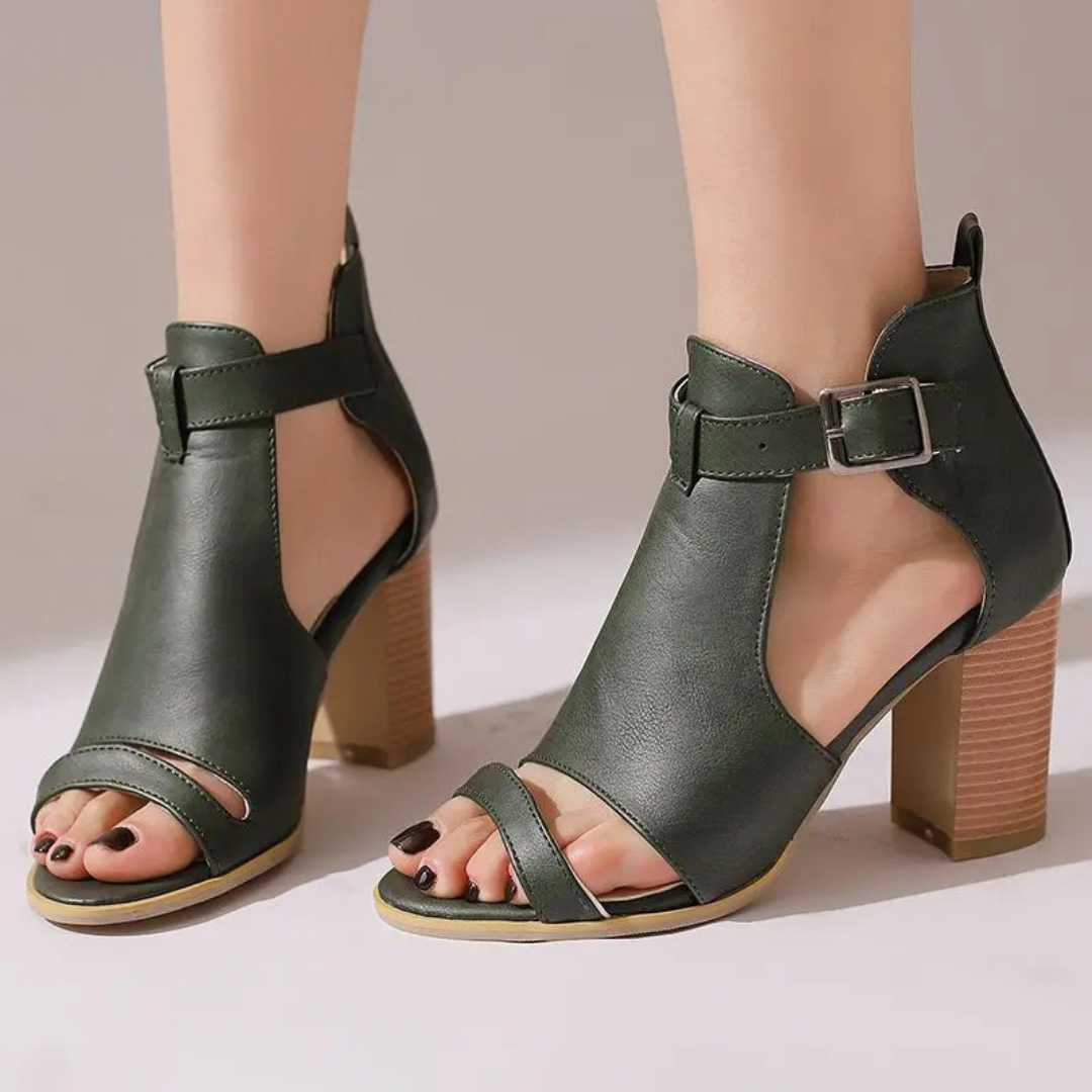 Women's Soft Upper Open Toe Block Heel Sandals Corvine