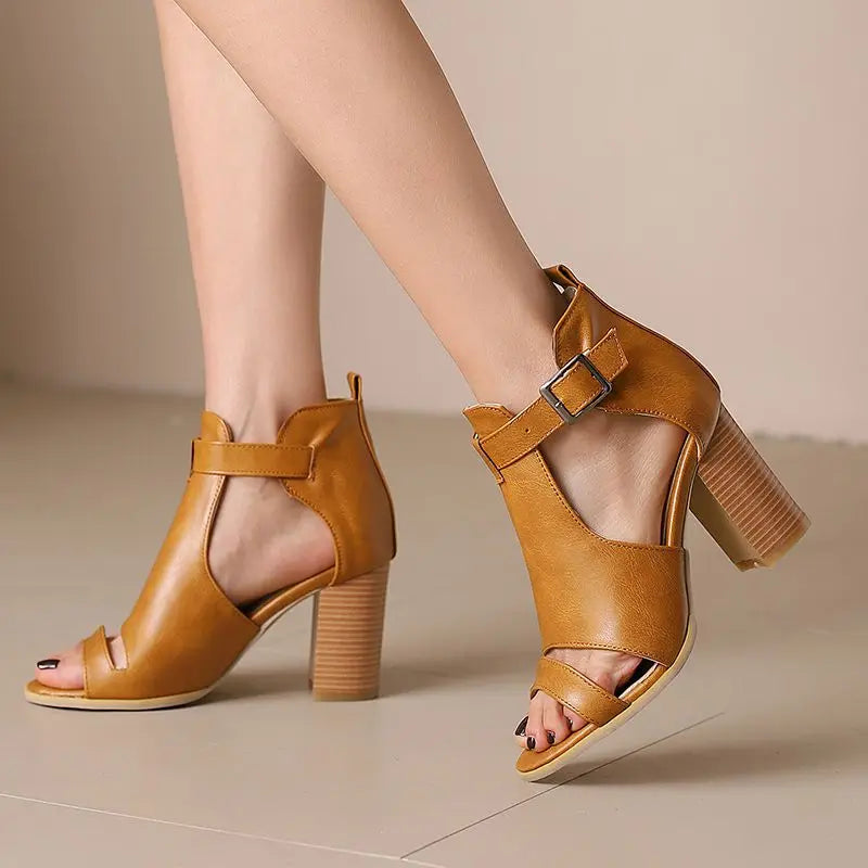 Women's Soft Upper Open Toe Block Heel Sandals Corvine