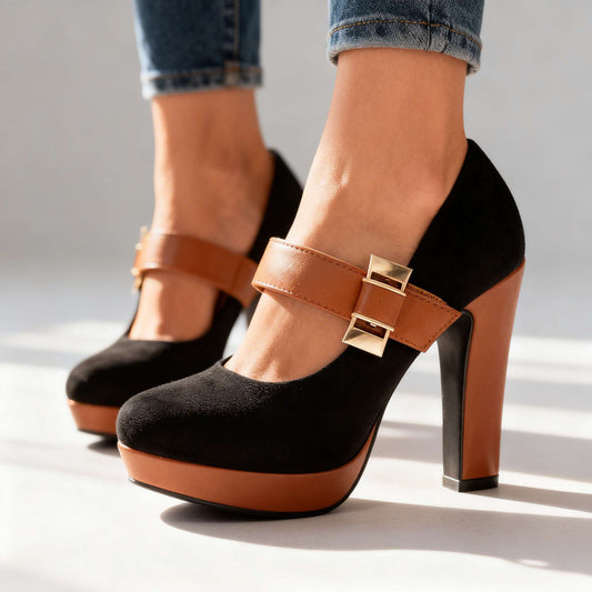 Women's Soft Velvet Block Heel Pumps Corvine