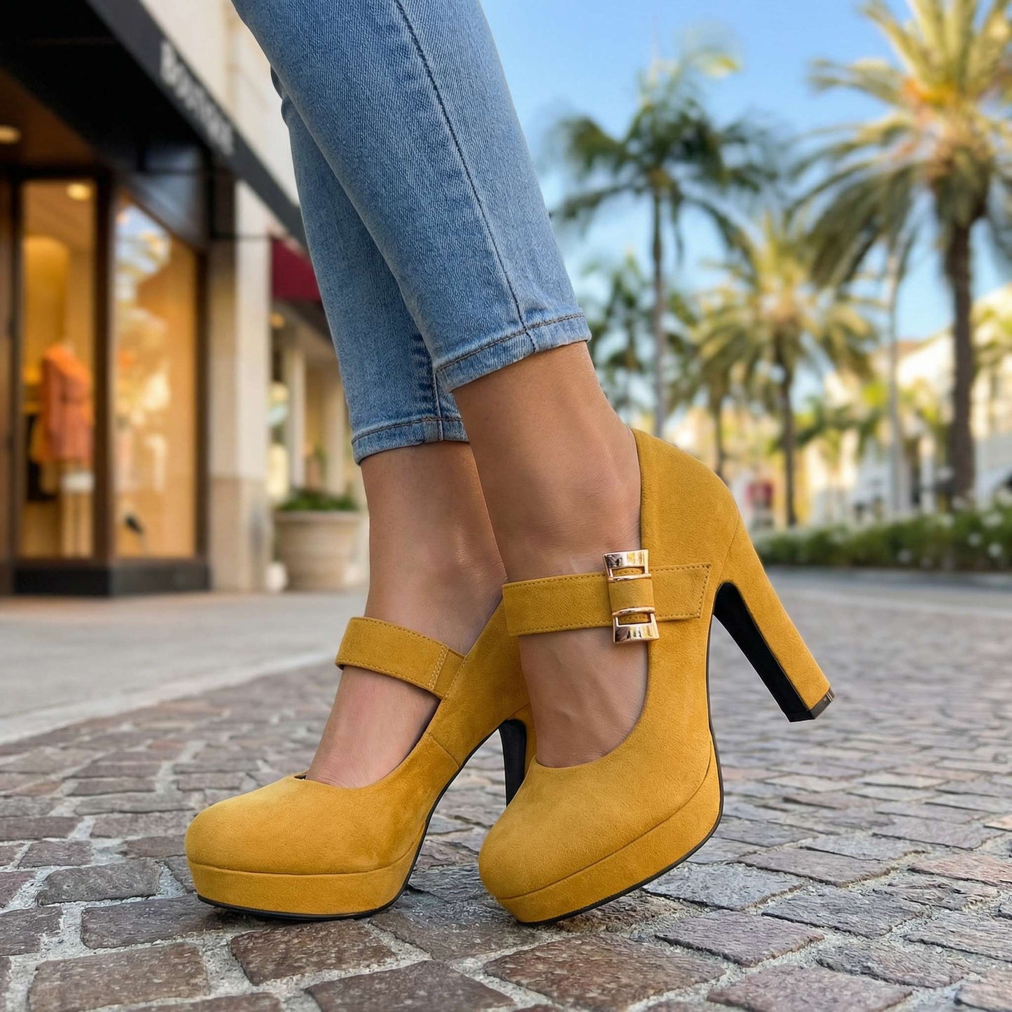 Women's Soft Velvet Block Heel Pumps Corvine