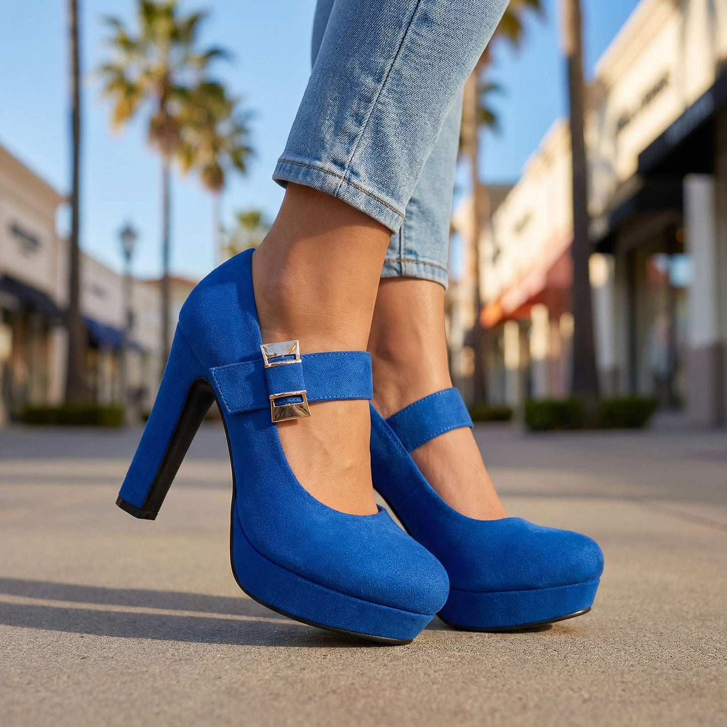Women's Soft Velvet Block Heel Pumps Corvine