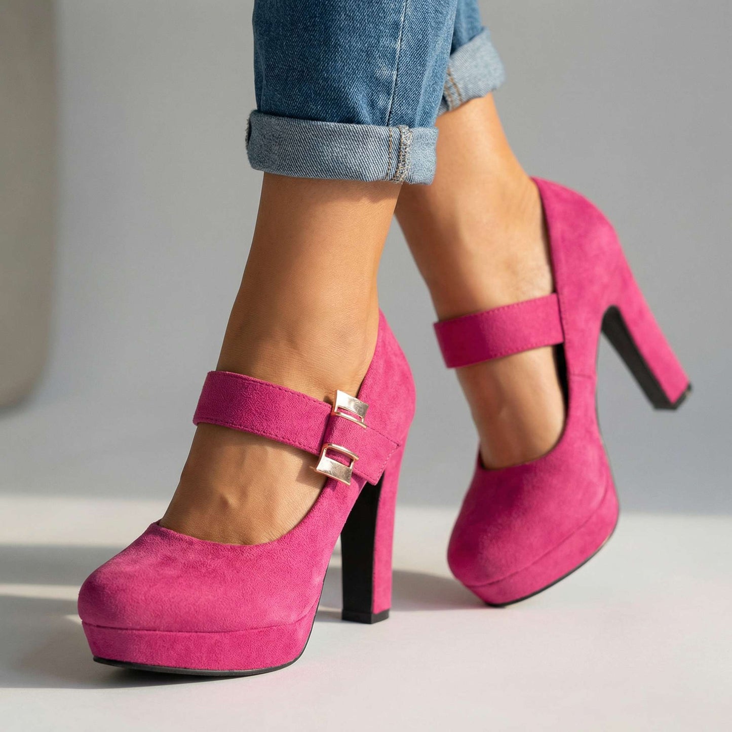 Women's Soft Velvet Block Heel Pumps Corvine