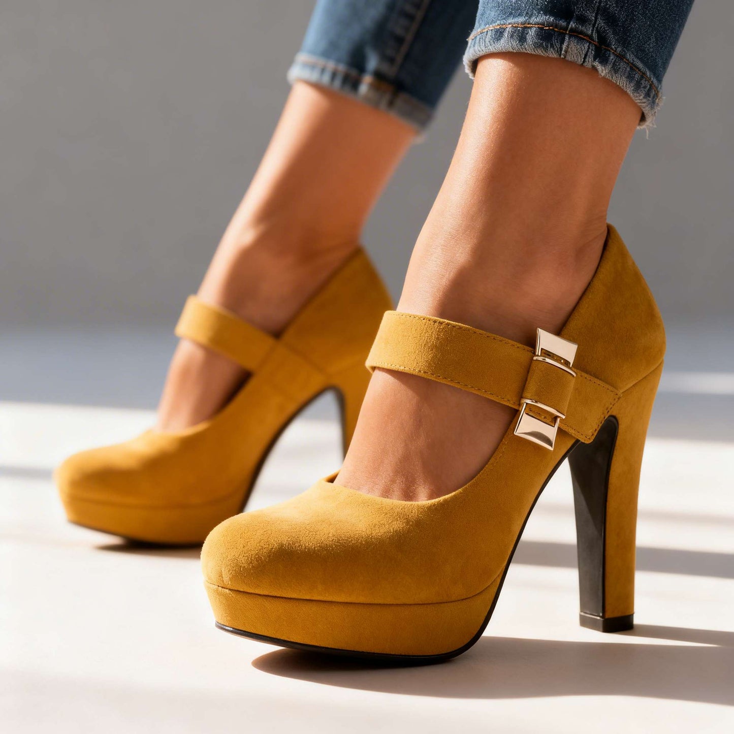 Women's Soft Velvet Block Heel Pumps Corvine