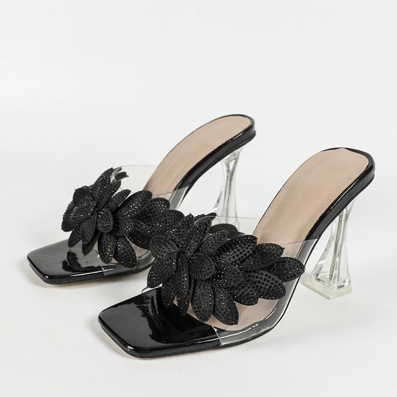 Women's Sparkling Floral Open-Toe Heels Corvine