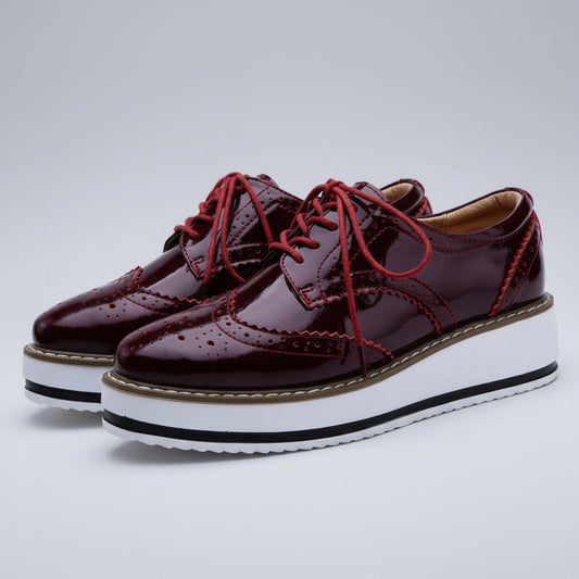 Women's Striped Platform Brogue Flats Corvine
