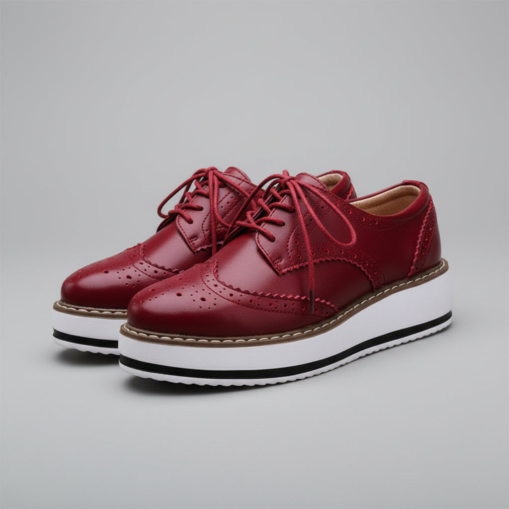 Women's Striped Platform Brogue Flats Corvine