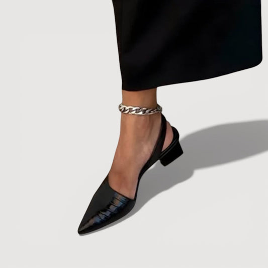 Women's Structured Black Slingback Heels Corvine