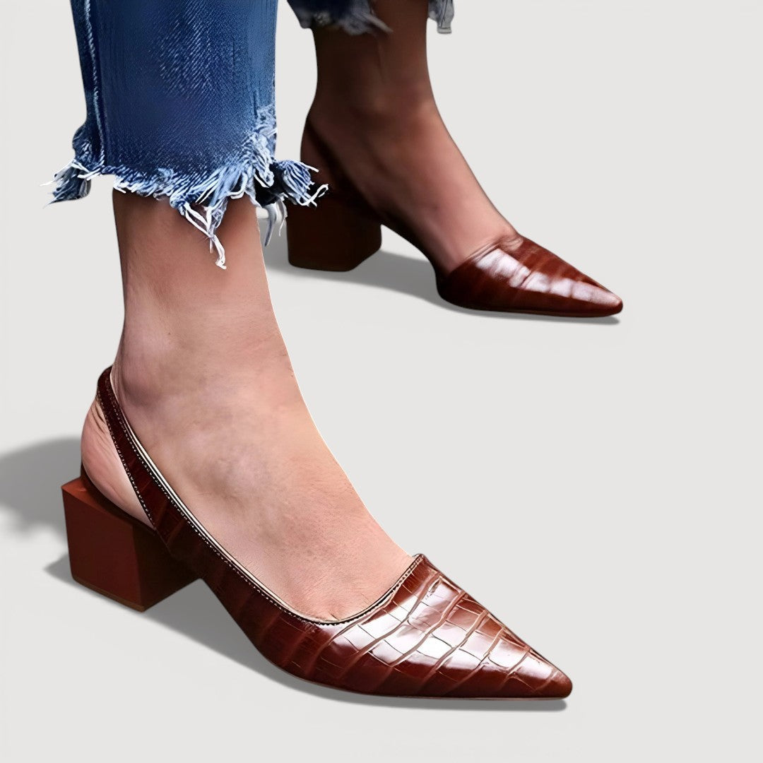 Women's Structured Black Slingback Heels Corvine