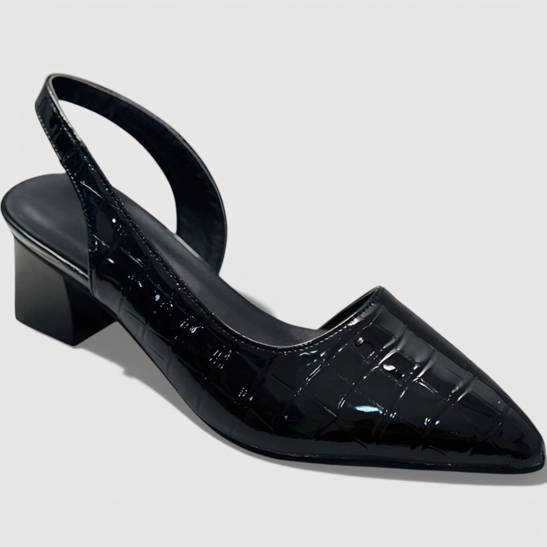 Women's Structured Black Slingback Heels Corvine