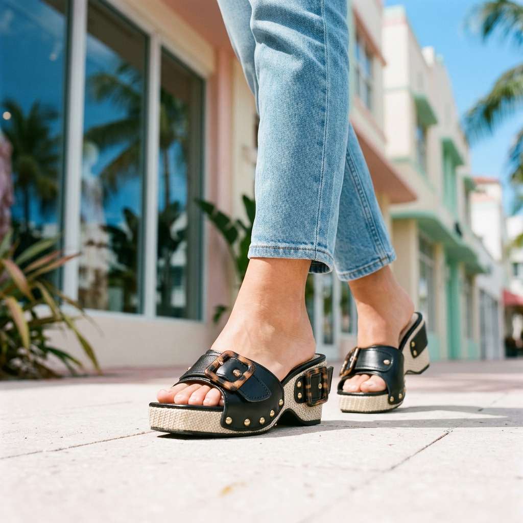 Women's Structured Wide Strap Slide Sandals Corvine