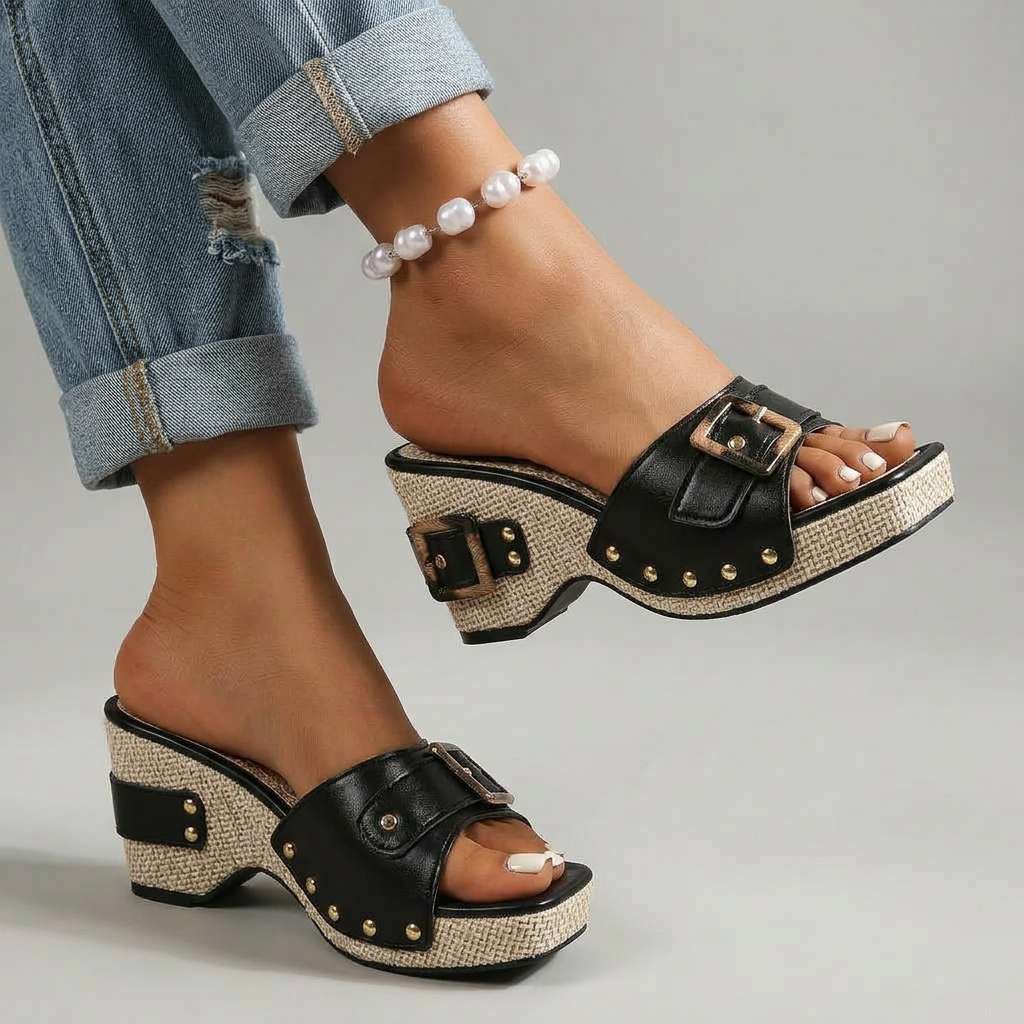 Women's Structured Wide Strap Slide Sandals Corvine