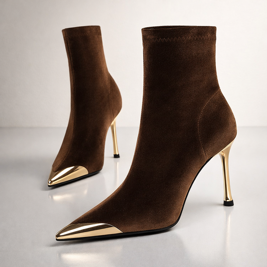 Women's Suede-Like Stretch Black Ankle Boots Corvine