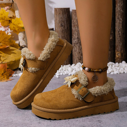 Women's Suede-Textured Fluffy Lined Slippers Corvine