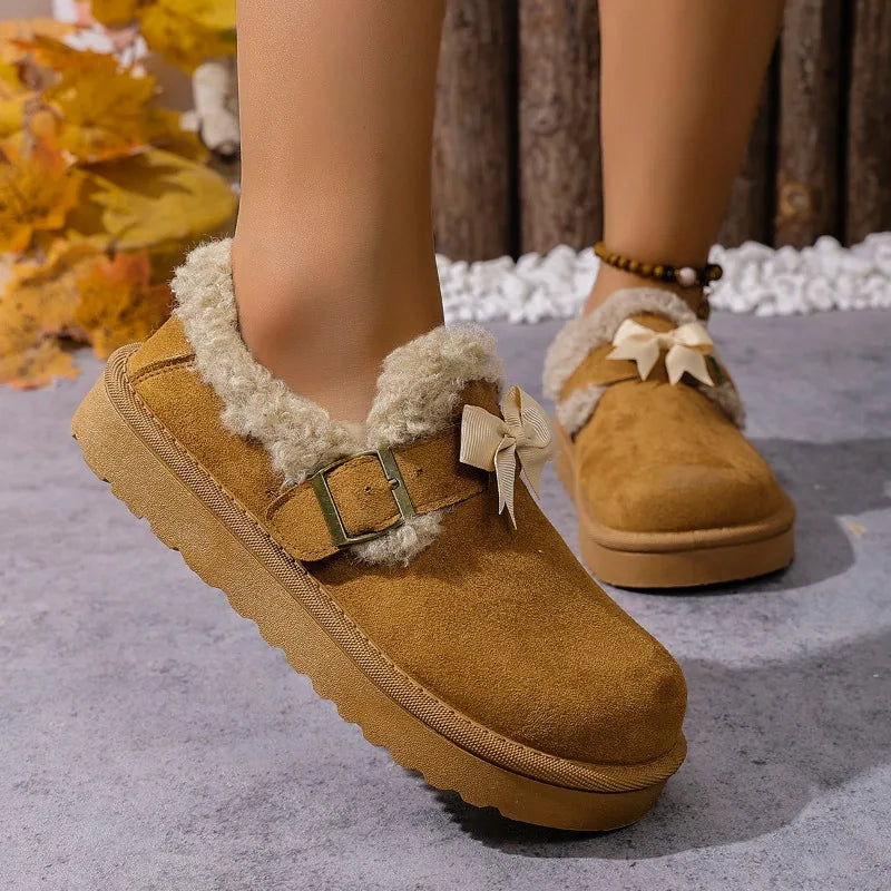 Women's Suede-Textured Fluffy Lined Slippers Corvine