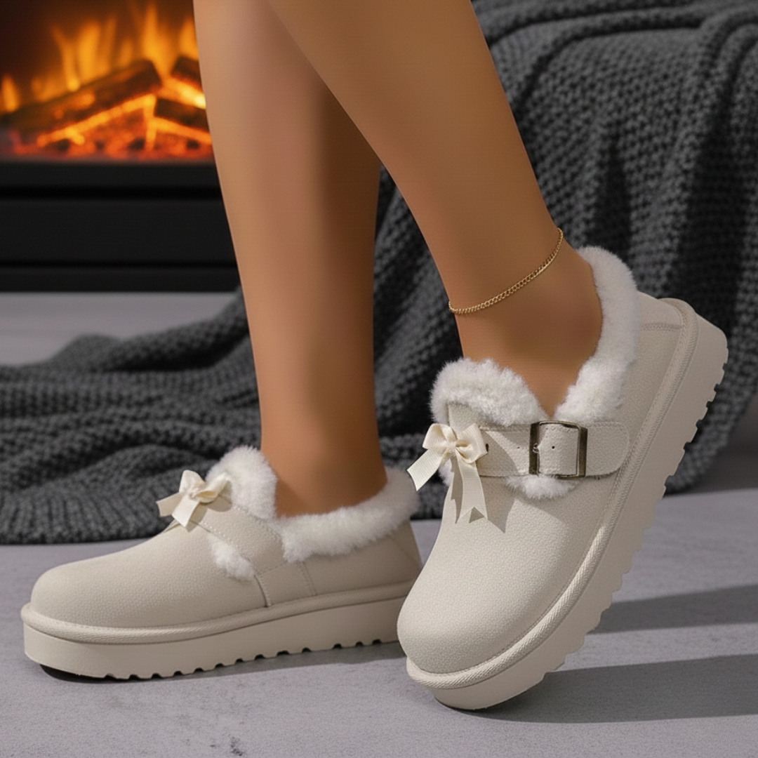 Women's Suede-Textured Fluffy Lined Slippers Corvine
