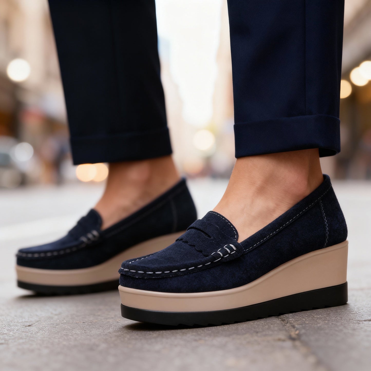Women's Suede Black Loafers Corvine