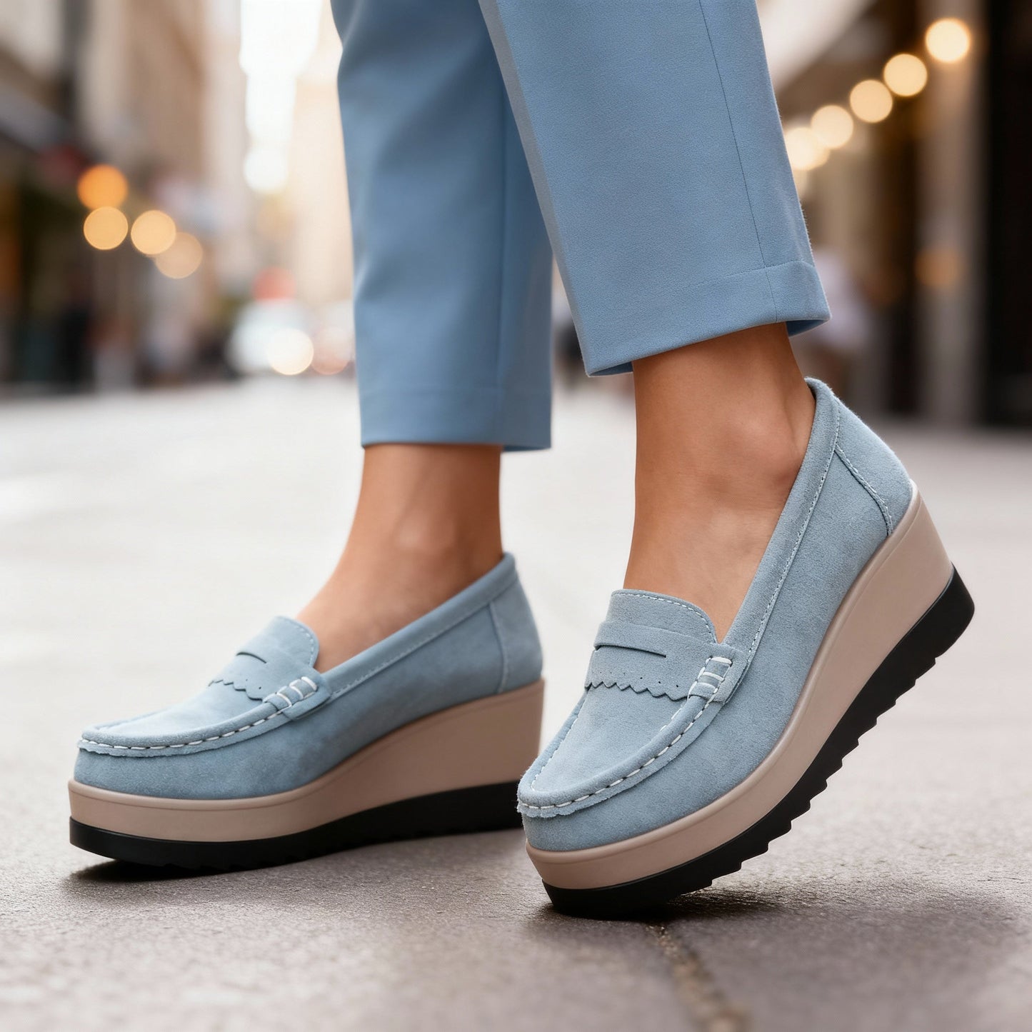 Women's Suede Black Loafers Corvine