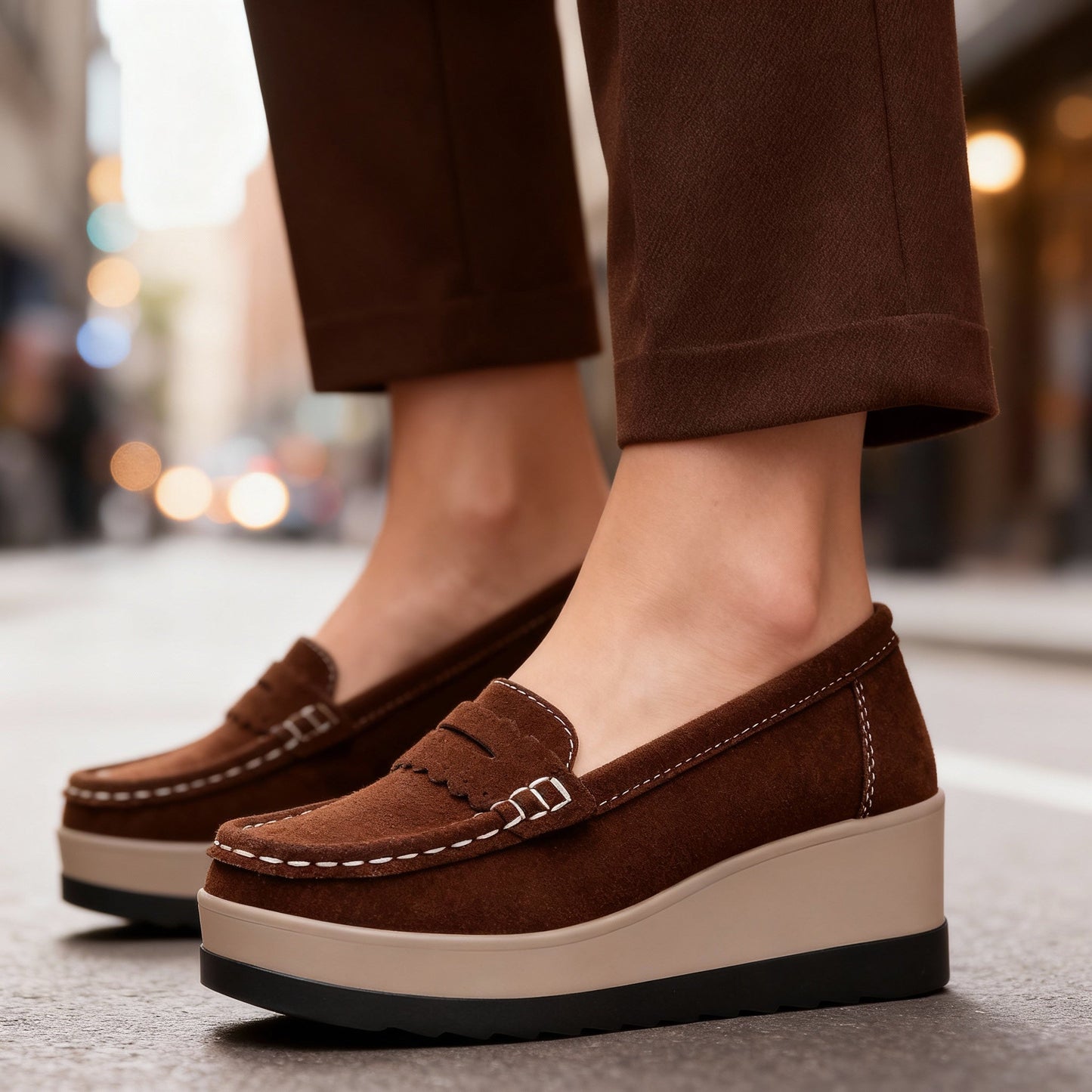Women's Suede Black Loafers Corvine