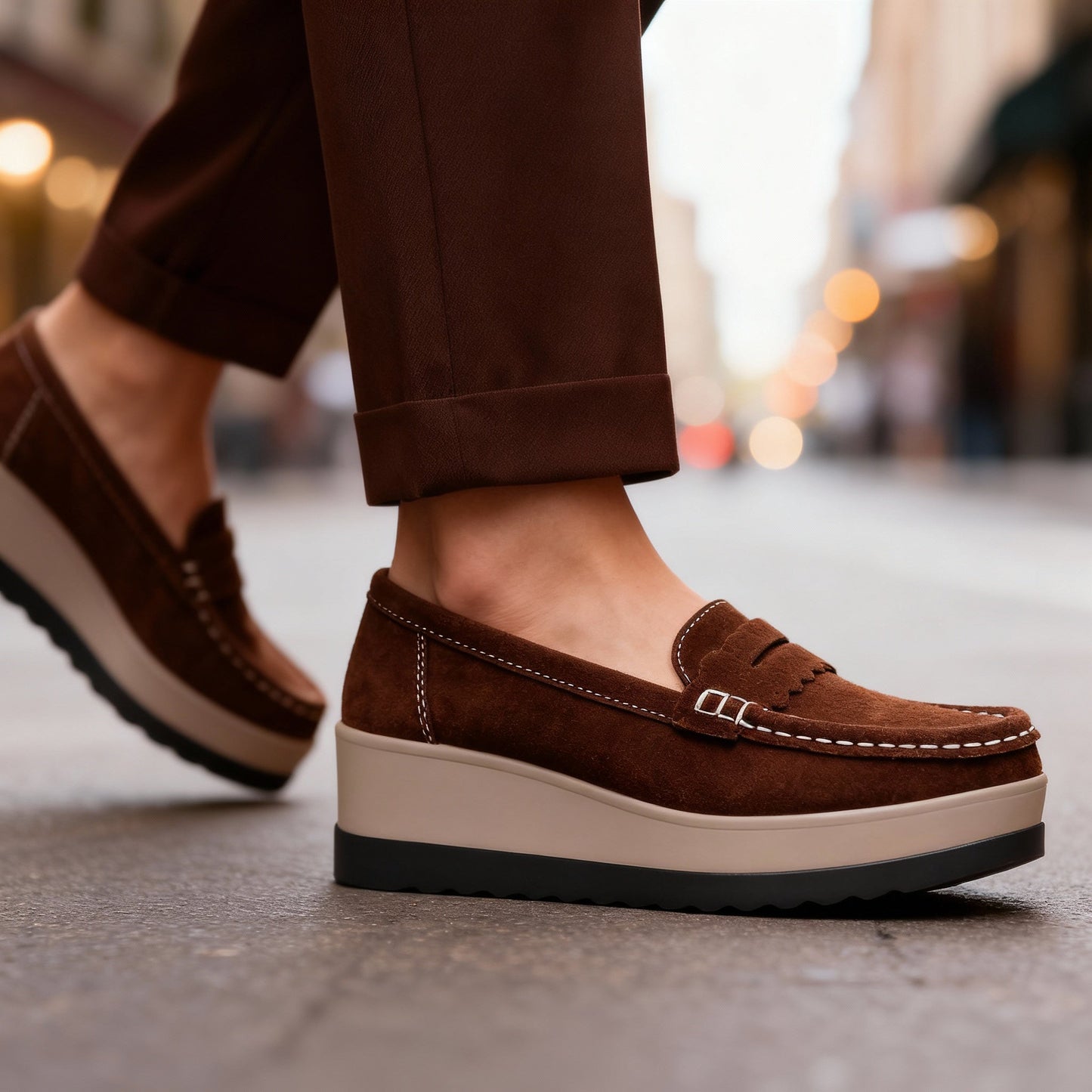Women's Suede Black Loafers Corvine