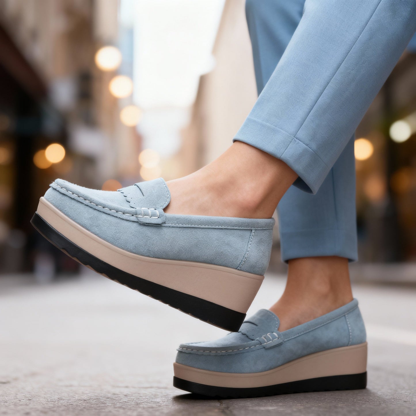 Women's Suede Black Loafers Corvine