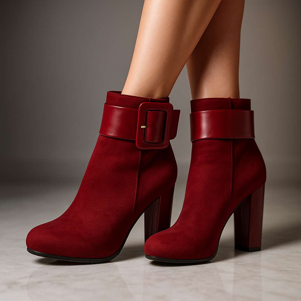 Women's Suede Block Heel Black Heels Corvine