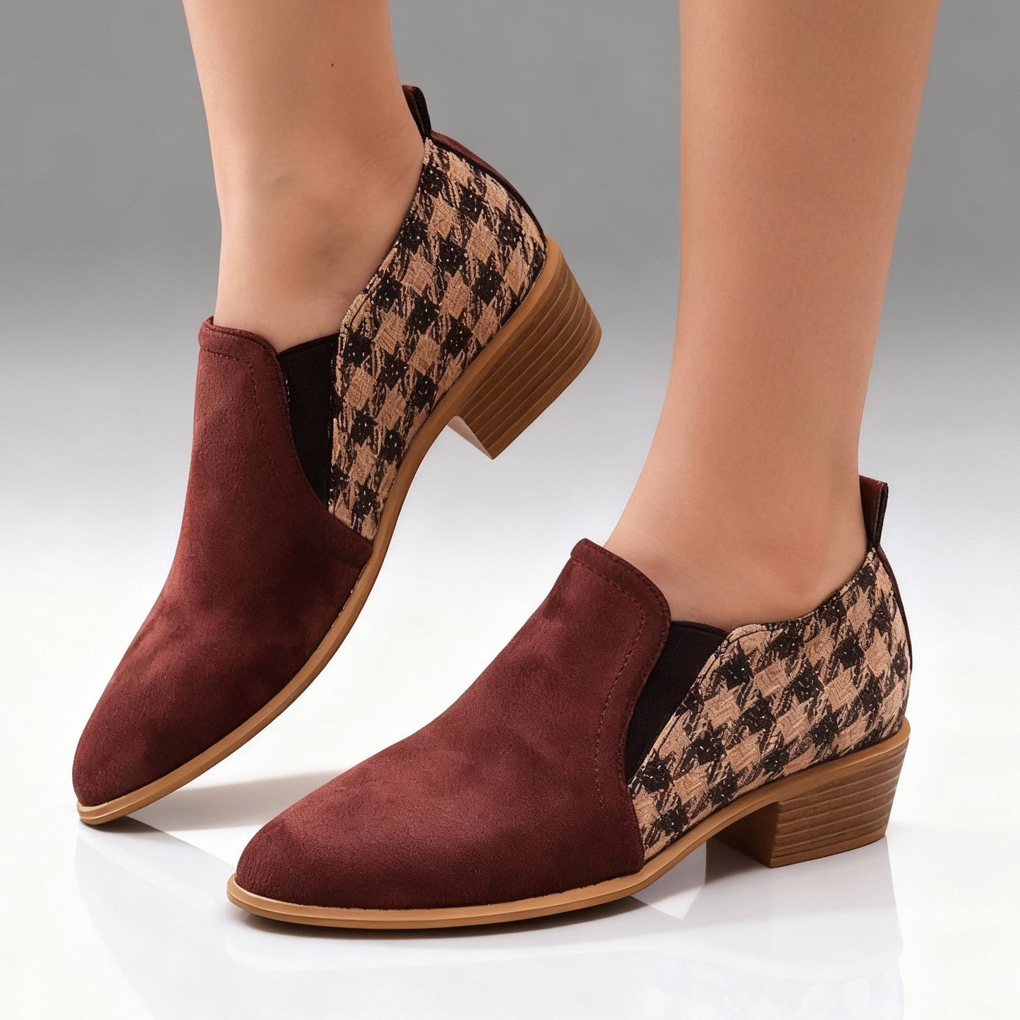 Women's Suede Houndstooth Loafers Corvine