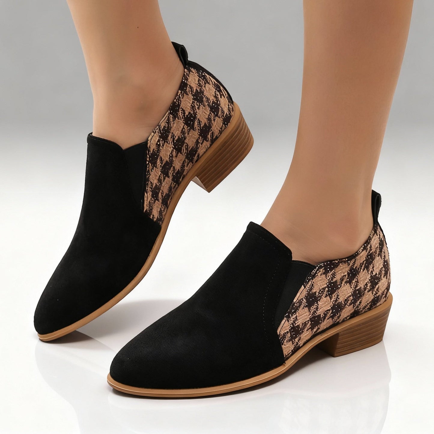 Women's Suede Houndstooth Loafers Corvine