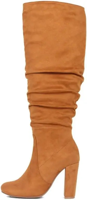 Women's Suede Knee High Block Heel Boots Corvine