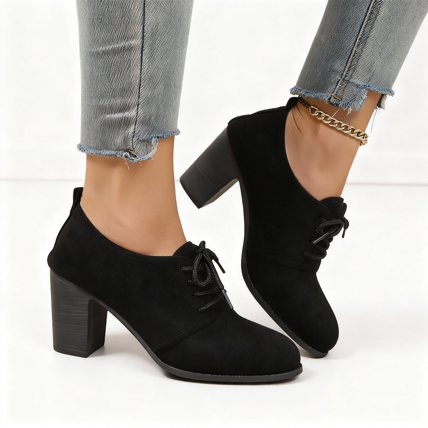 Women's Suede Lace-Up Oxford Style Shoes Corvine