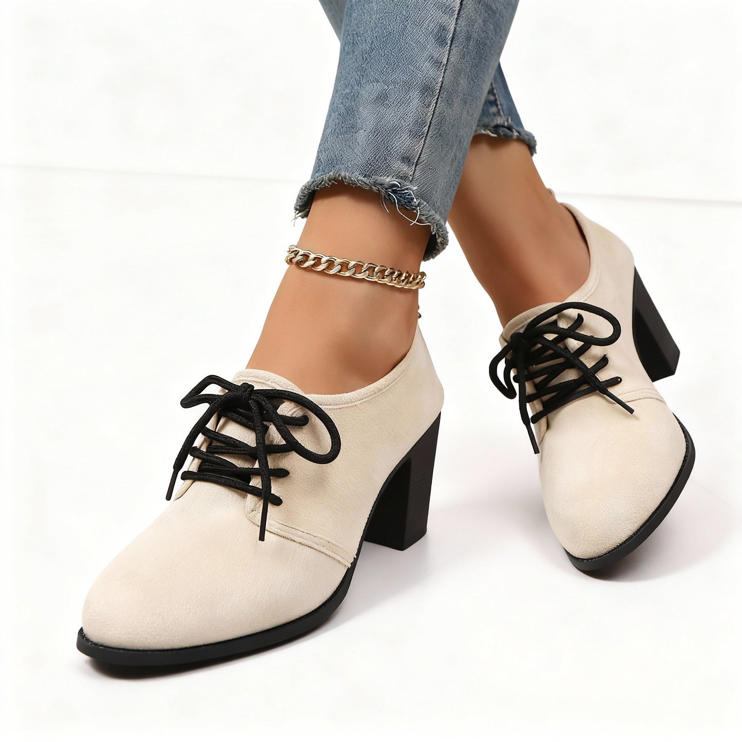 Women's Suede Lace-Up Oxford Style Shoes Corvine