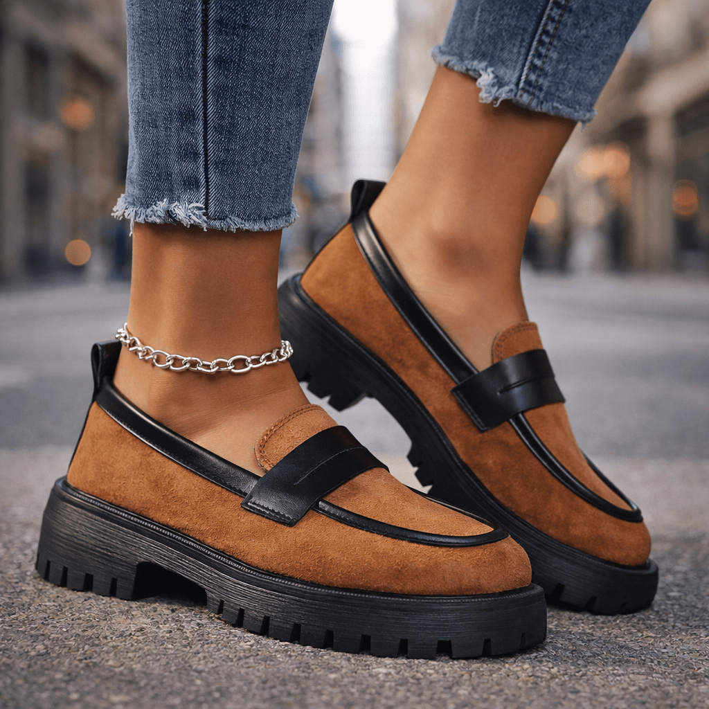 Women's Suede Leopard Platform Loafers | Chunky Slip-On Dress Shoes