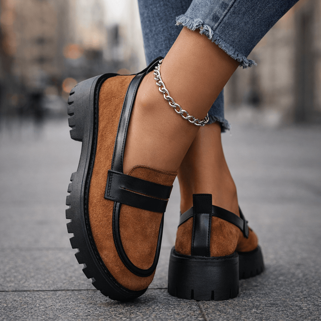 Women's Suede Leopard Platform Loafers | Chunky Slip-On Dress Shoes