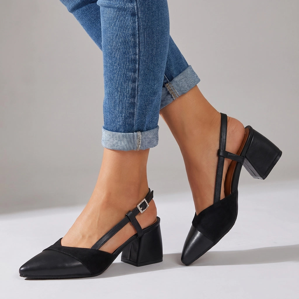 Women's Suède Pointed Toe Slingback Heels Corvine
