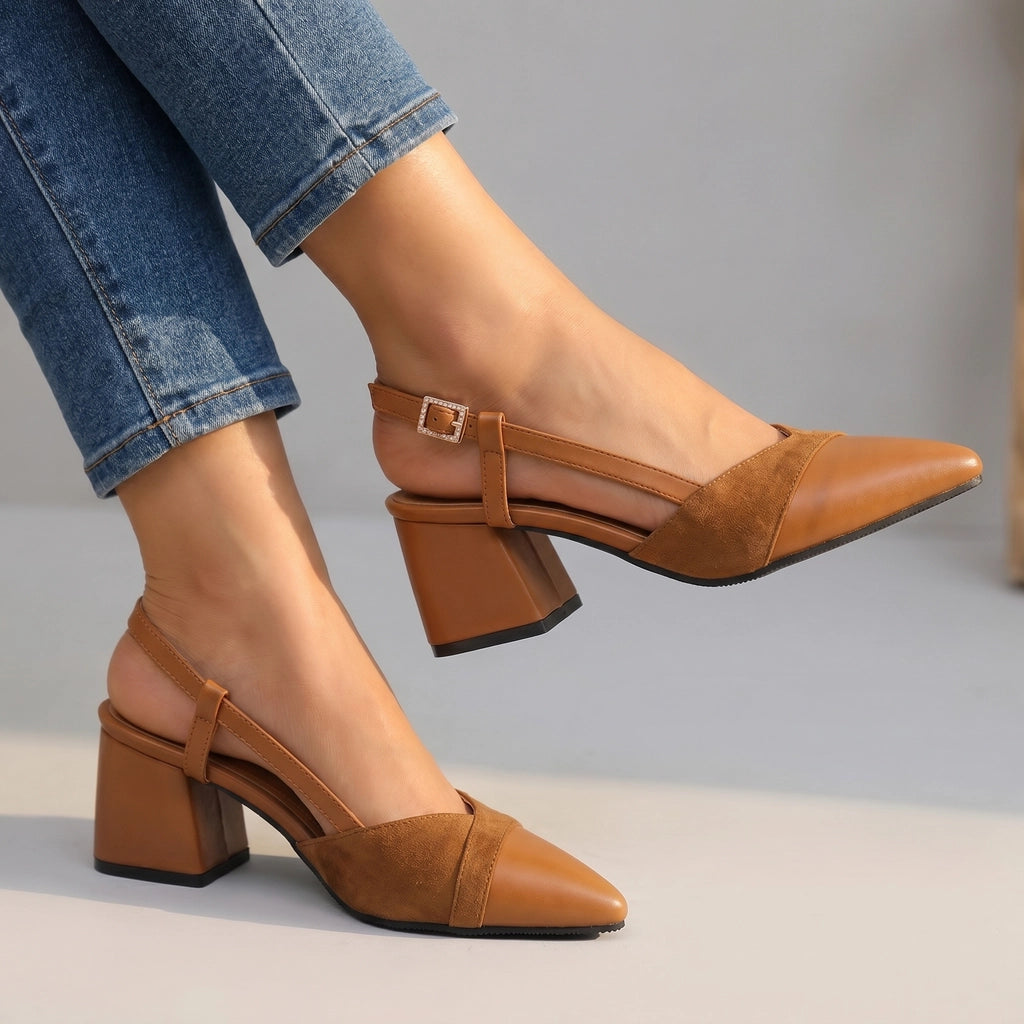 Women's Suède Pointed Toe Slingback Heels Corvine