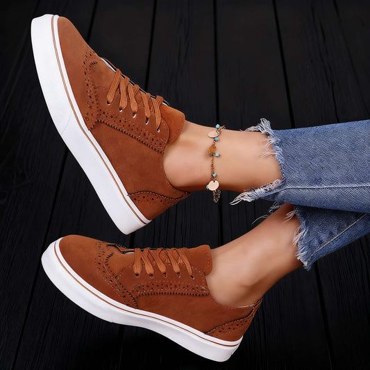 Women's Suede Upper Brogue Trainers Corvine