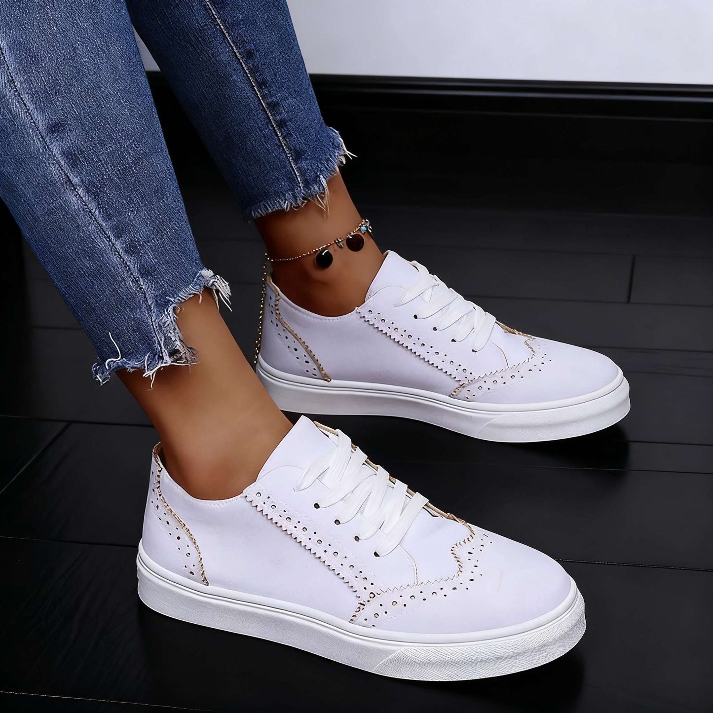 Women's Suede Upper Brogue Trainers Corvine