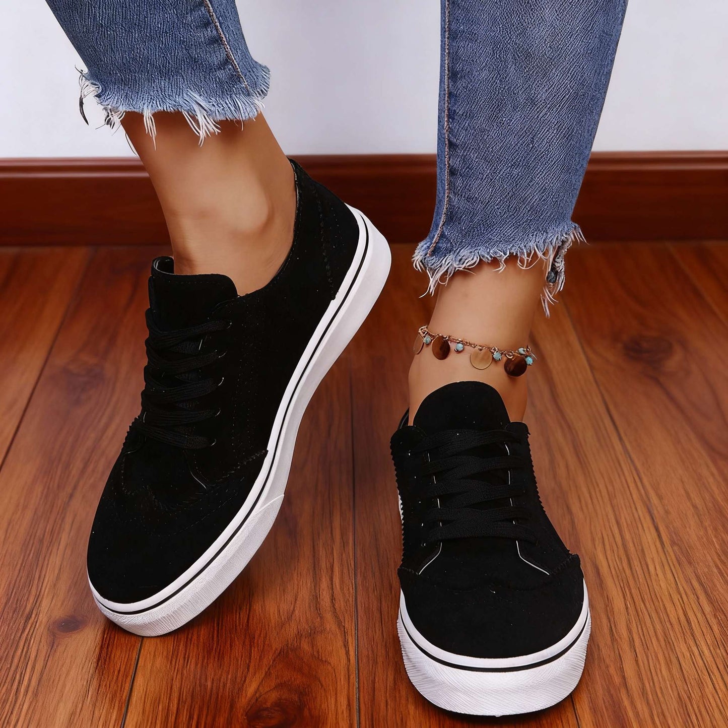 Women's Suede Upper Brogue Trainers Corvine