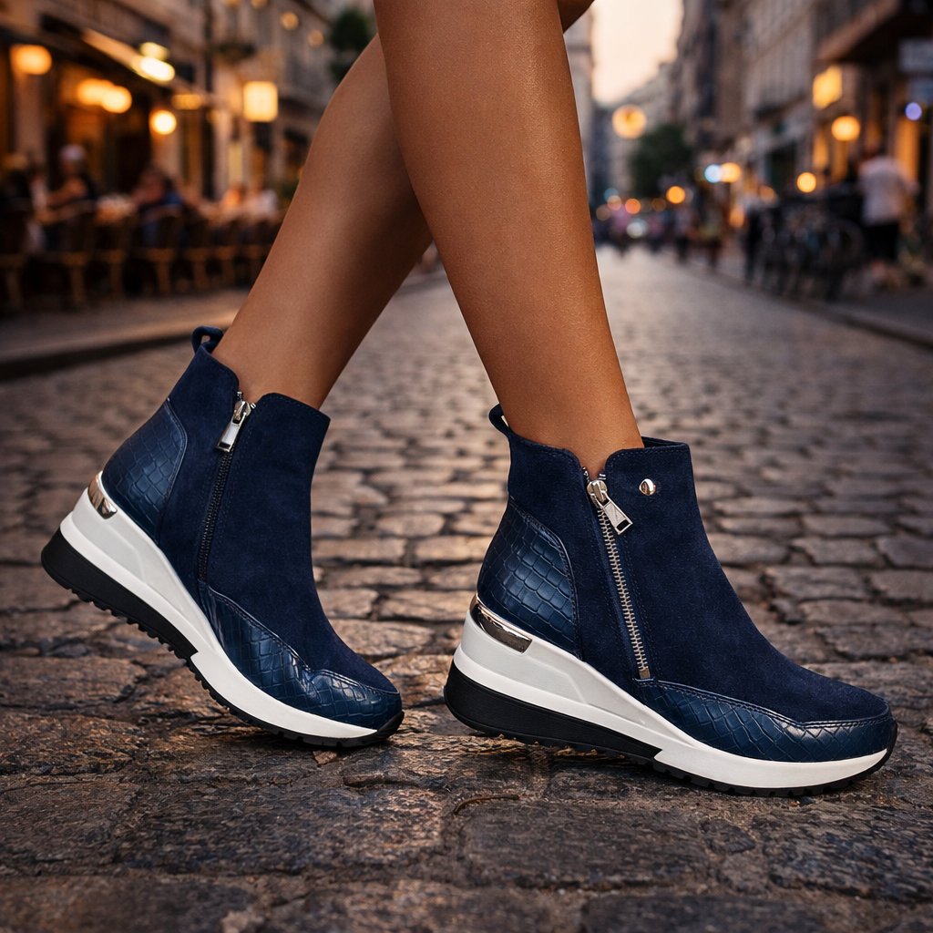 Women's Suede Wedge Trainer Boots Corvine