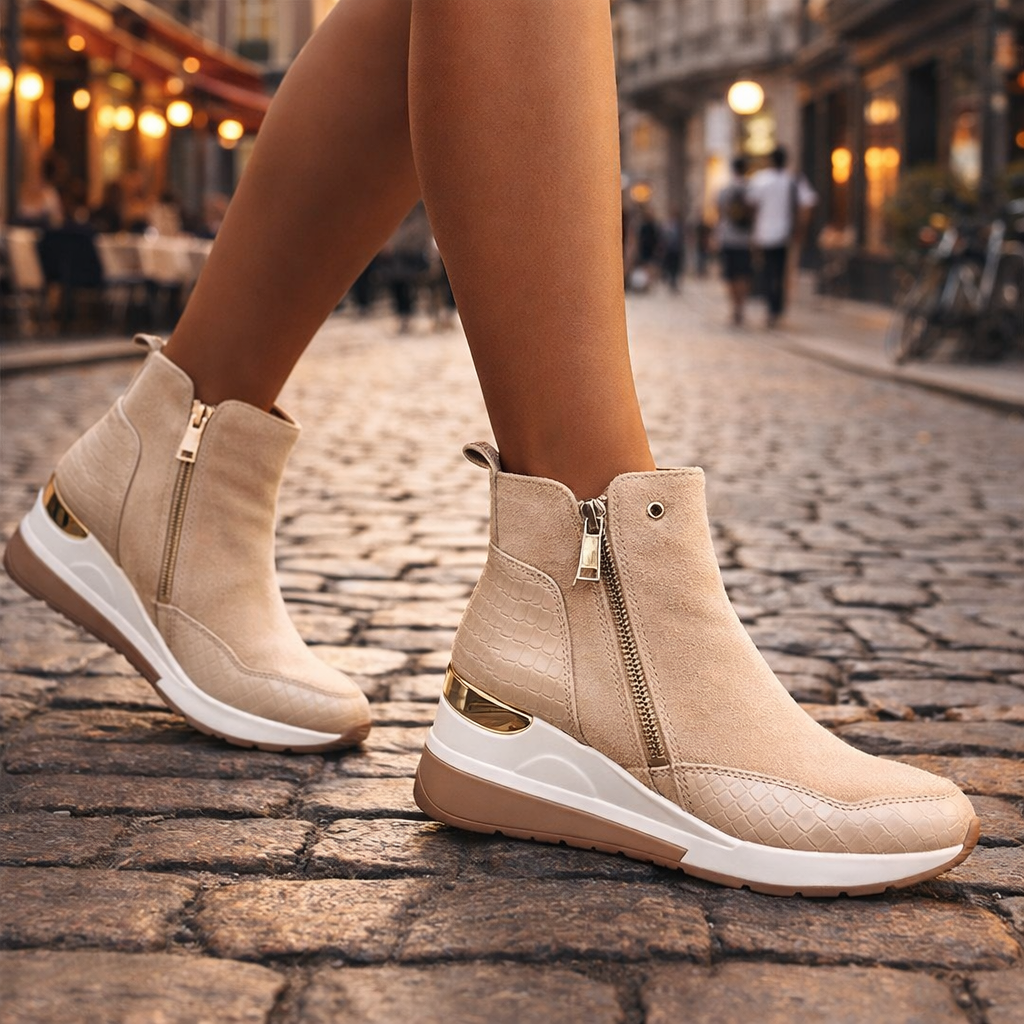 Women's Suede Wedge Trainer Boots Corvine