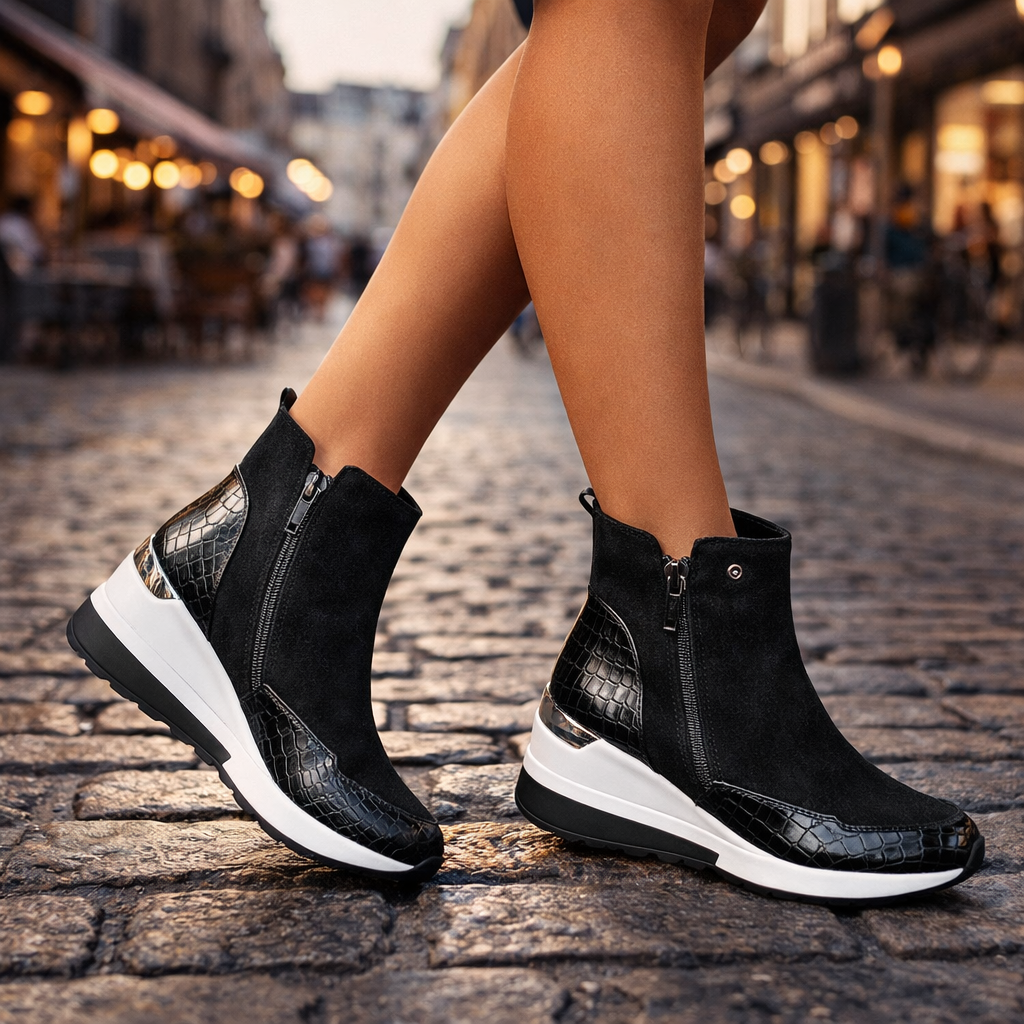 Women's Suede Wedge Trainer Boots Corvine
