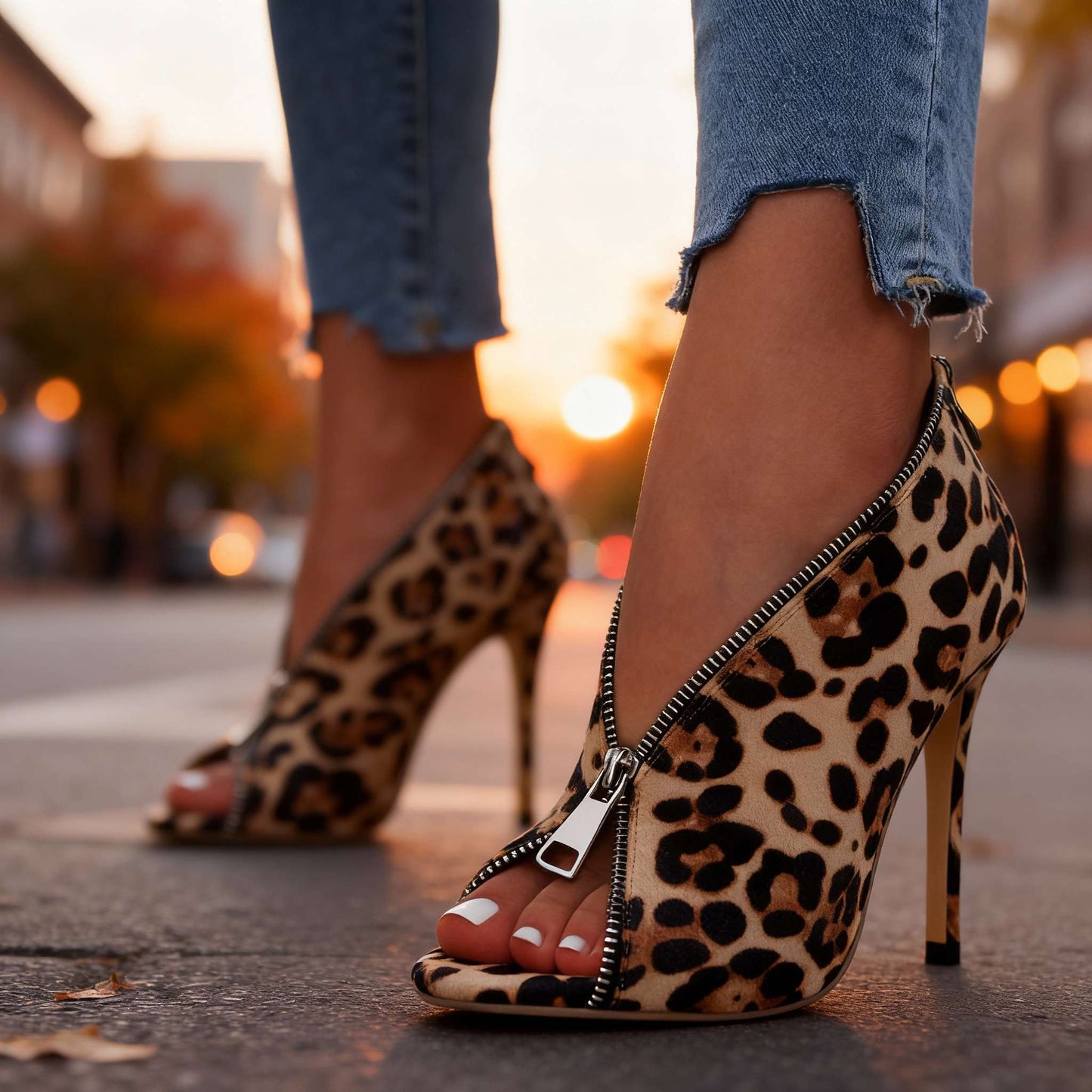 Women's Suede Zipper Heels Corvine