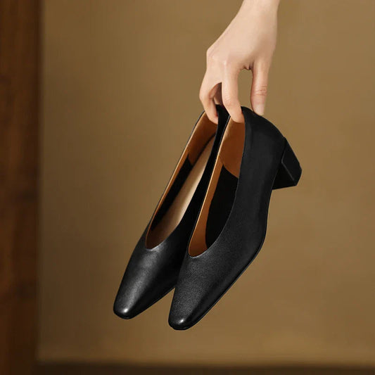 Women's Supple Leather Closed Toe Heels Corvine